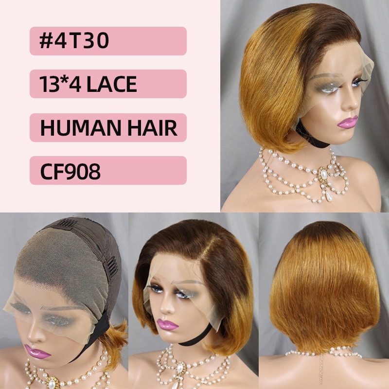 Elevate your style with a touch of AF chic using our short hair full frontal lace wig, meticulously crafted from high-quality human hair for a trendy and contemporary look